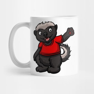 Cute Anthropomorphic Human-like Cartoon Character Honey Badger in Clothes Mug